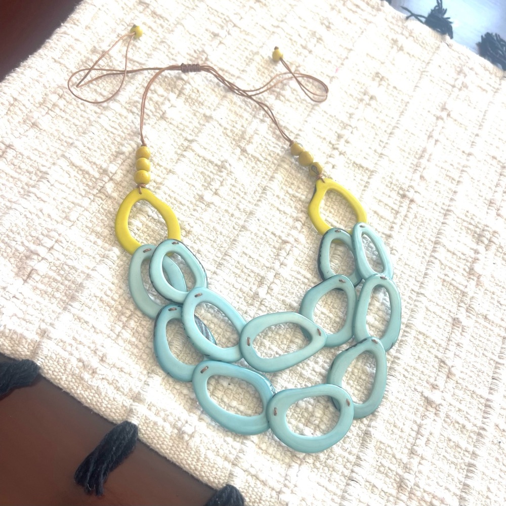 TAGUA Necklace Artisan Handmade Tagua colorful unique statement jewelry boho nwt
